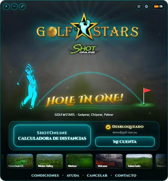 Ventana de inicio de la app para Windows de la calculadora de distancia ShotOnline